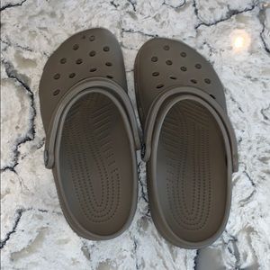 Khaki colored Crocs